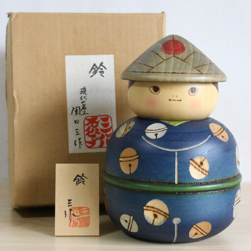 Kokeshi Vintage Doll By Sekiguchi Sansaku Bells With Box