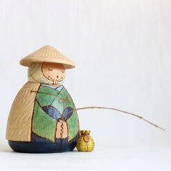 Vintage Kokeshi Doll By Sekiguchi Sansaku Fisherman with Fishing Pole