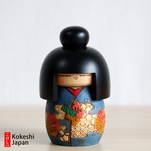 blue Creative Kokeshi by Kazuo Takamizawa 13cm