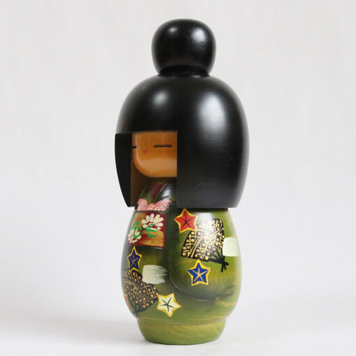 Green Japanese Kokeshi Doll By Keiji Left