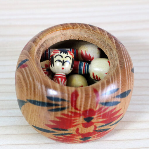 Kokeshi Box With Miniature Kokeshi Dolls Inside