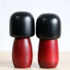 Red Kokeshi Doll Set By Fujikawa Masae Back