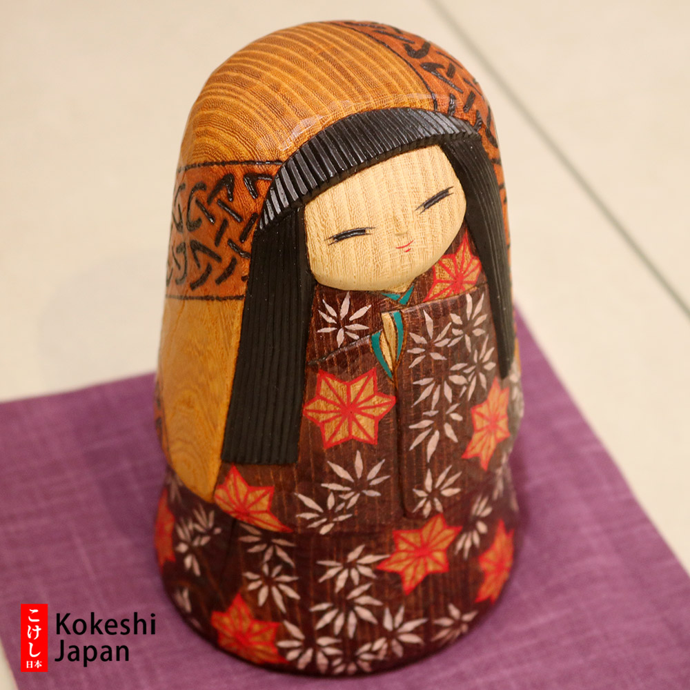 Kunihiki Watanabe Creative Kokeshi Doll In Natural Wood 秋日 Shuujitsu