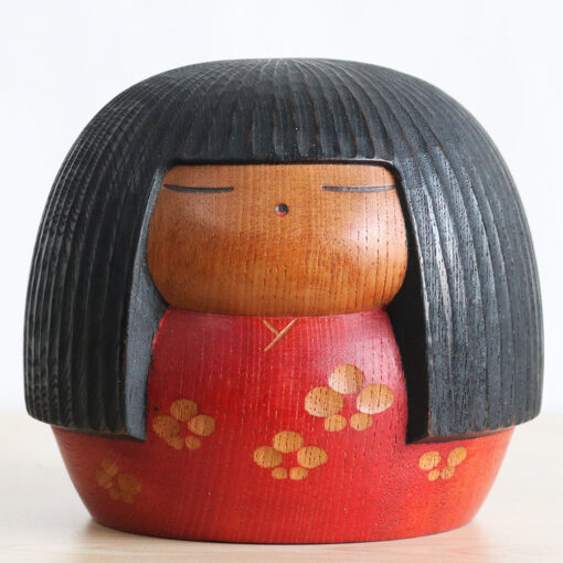Red Vintage Kokeshi Doll By Artist Yamanaka Sanpei Front
