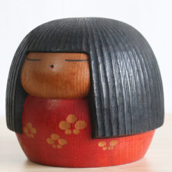 Red Vintage Kokeshi Doll By Artist Yamanaka Sanpei Left
