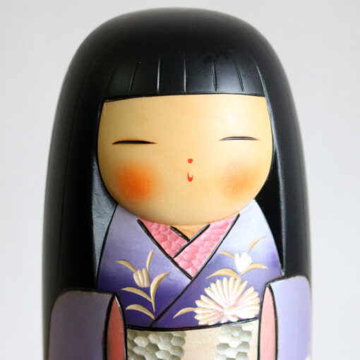 Exclusive Purple Kokeshi Doll By Kaoru Nozawa Face