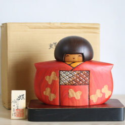 Sekiguchi Sansaku Vintage Kokeshi Doll Titled Butterflies