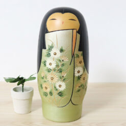 Kaoru Nozawa Vintage Kokeshi Japanese Doll Light Green