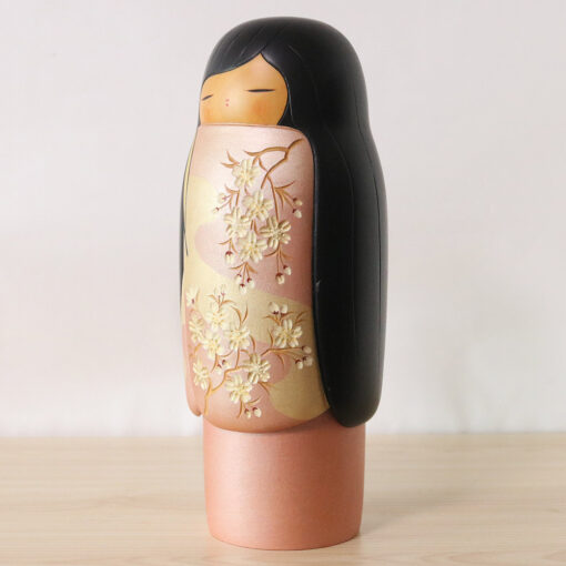 Vintage Pink Kokeshi Doll By Kaoru Nozawa Left