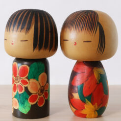 Pair Kokeshi Doll By Yuji Kawase Left