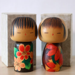 Pair Of Vintage Kokeshi Dolls By Yuji Kawase