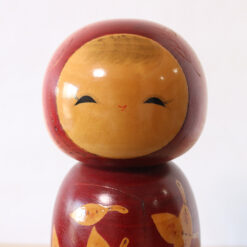 Sadao Kishi Red Vintage Kokeshi Doll Face