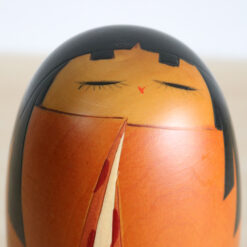 Sato Suigai Orange Vintage Kokeshi Doll Face