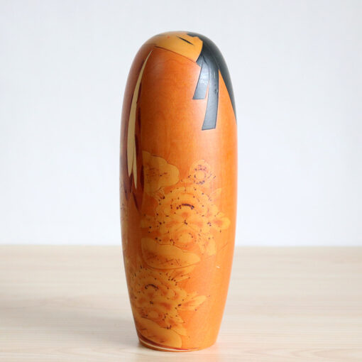 Sato Suigai Orange Vintage Kokeshi Doll Left