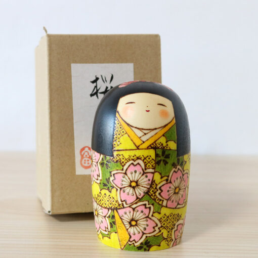 Fumio Tomidokoro Kokeshi Doll Cherry Blossoms