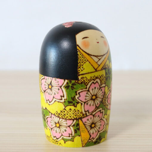 Fumio Tomidokoro Kokeshi Doll Cherry Blossoms Right