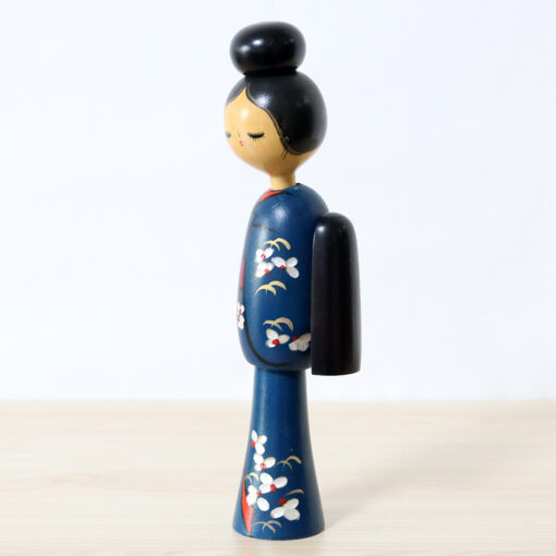 Miyashita Hajime Blue Vintage Kokeshi Doll Left