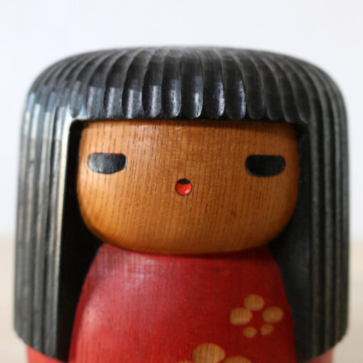 Red Vintage Kokeshi Doll By Yamanaka Sanpei Face