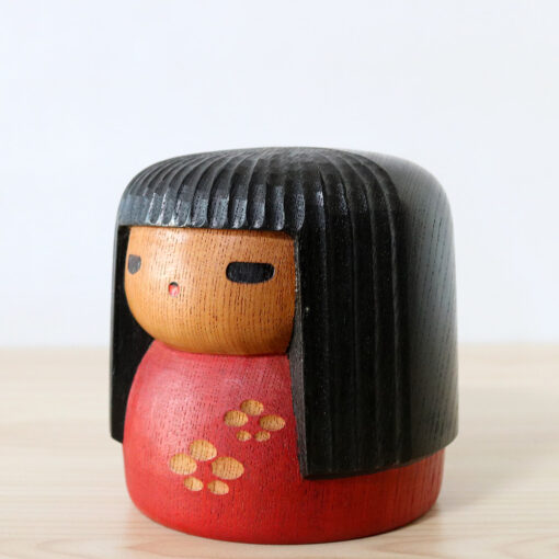 Red Vintage Kokeshi Doll By Yamanaka Sanpei Left