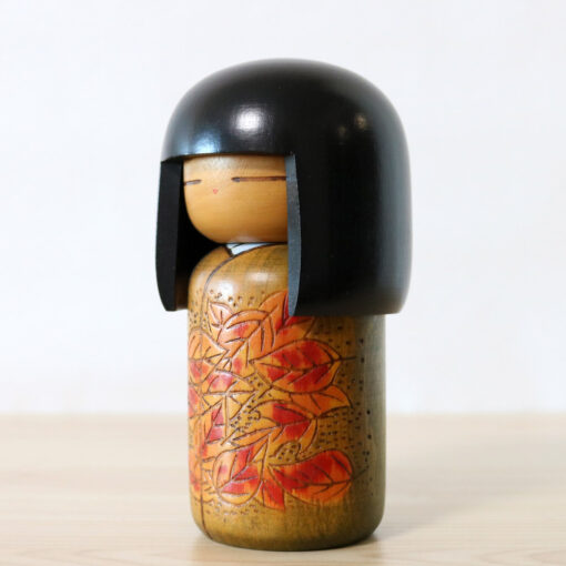 Vintage Autumn Kokeshi Doll By Kisaku Left