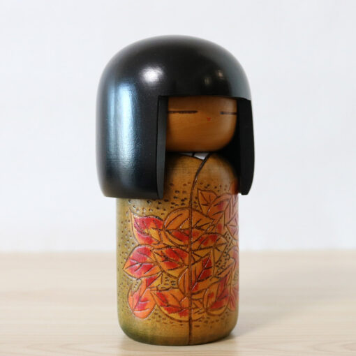 Vintage Autumn Kokeshi Doll By Kisaku Right