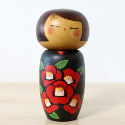 Kazuo Takamizawa Vintage Kokeshi Doll Red Camellia