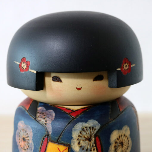 Sekiguchi Sansaku Vintage Kokeshi Doll Flower Pin Face