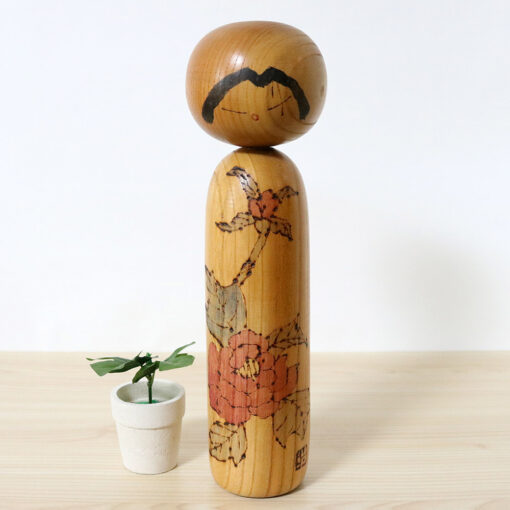 Tanaka Harumasa Vintage Japanese Kokeshi Doll Peony