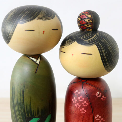 Vintage Pair Kokeshi Dolls By Usaburo Journey Faces