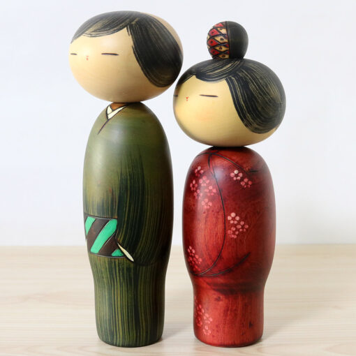 Vintage Pair Kokeshi Dolls By Usaburo Journey Left