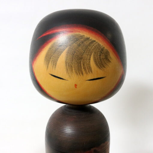 Masao Watanabe Vintage Kokeshi Doll Black Rose Face