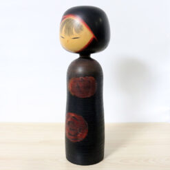Masao Watanabe Vintage Kokeshi Doll Black Rose Left