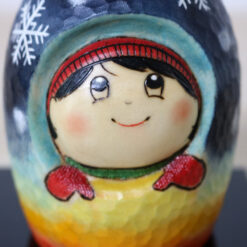 Tokumaru Etsuko Kokeshi Doll Snowy Landscape Face