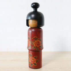 Sato Suigai Vintage Red Creative Kokeshi Doll Left