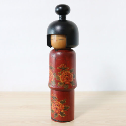 Sato Suigai Vintage Red Creative Kokeshi Doll Left