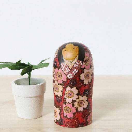 Fumio Tomidokoro Japanese Sosaku Kokeshi Doll Hanagoyomi