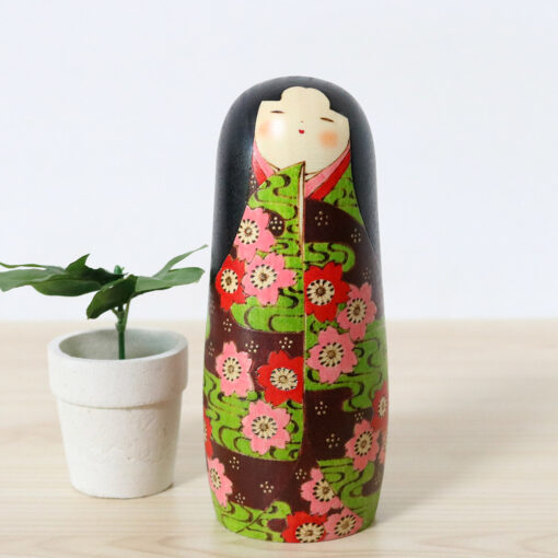 Fumio Tomidokoro Japanese Sousaku Kokeshi Doll Spring Scenery