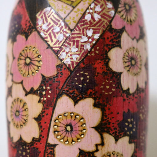 Fumio Tomidokoro Kokeshi Doll Hanagoyomi Kimono Detail