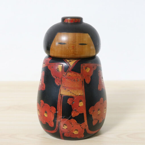 Sekiguchi Toa Vintage Kokeshi Doll Red Camellias