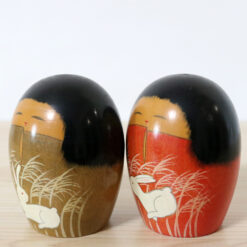 Miho Sasaki Vintage Kokeshi Dolls Set Left