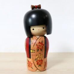 Sadao Kishi Vintage Kokeshi Doll Wild Rose Front