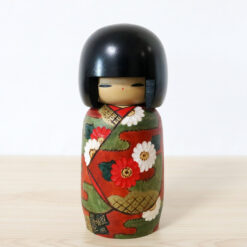 Vintage Floral Kokeshi Doll By Kunio Miyagawa