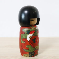 Vintage Floral Kokeshi Doll By Kunio Miyagawa Right