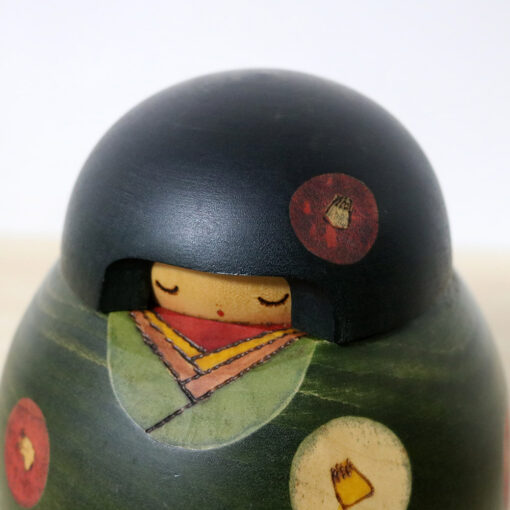 Sekiguchi Sansaku Vintage Kokeshi Doll Winter Camellia Face