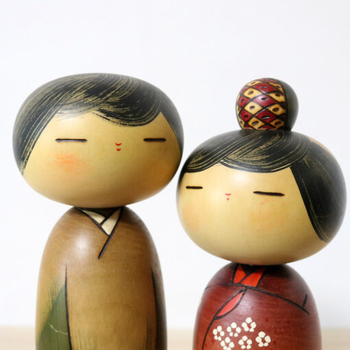 Usaburo Japanesevintage Pair Kokeshi Dolls Journey Faces