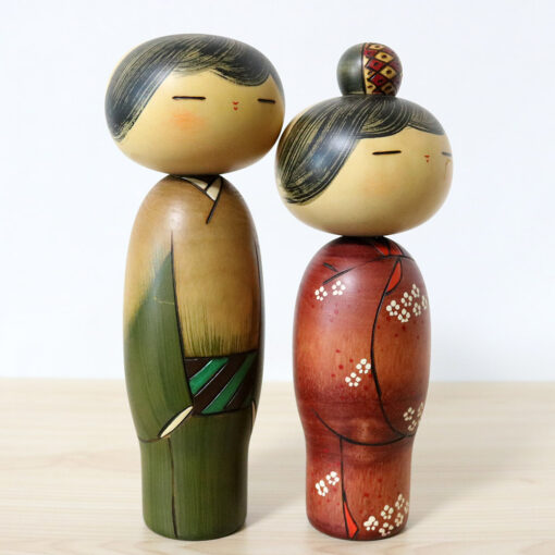 Usaburo Japanesevintage Pair Kokeshi Dolls Journey Right