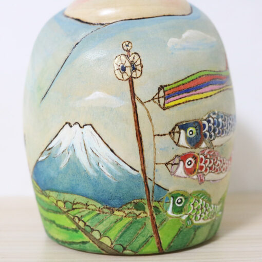 Shirahama Kumiko Kokeshi Doll Fine May Weather Koinobori And Mt Fuji