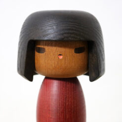 Yamanaka Sanpei Vintage Red Kokeshi Doll 25cm Face