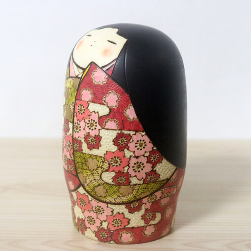 Fumio Tomidokoro Creative Kokeshi Doll Sakura Flowers Left