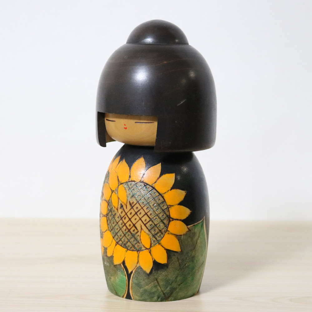 yushi-kawase-vintage-kokeshi-doll-sunflower-left Yushi Kawase Vintage Kokeshi Doll Sunflower Left
